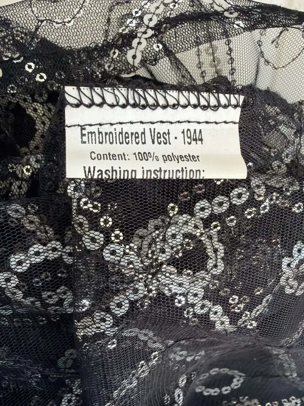 Royal Highness Equestrian Black Embroidered Mesh Sequin Vest - Picture 6 of 6
